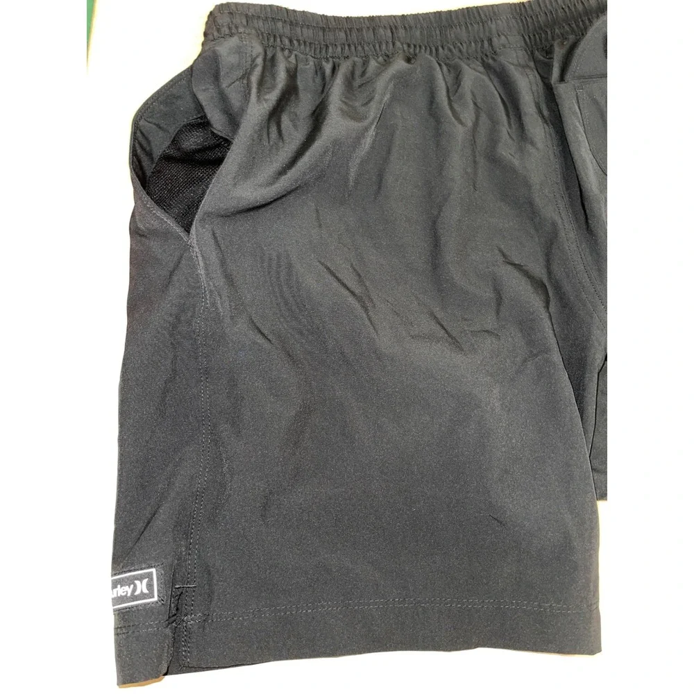 Hurley Mens Board Shorts Black Swim Trunks Elastic Waist Medium